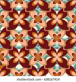 New simple abstract geometric seamless pattern with flower for background. Geometric backdrop with flower silhouette.