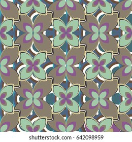 New simple abstract geometric seamless pattern with flower for background. Geometric backdrop with flower silhouette.
