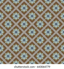 New simple abstract geometric seamless pattern with flower for background. Geometric backdrop with flower silhouette.
