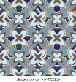 New simple abstract geometric seamless pattern with flower for background. Geometric backdrop with flower silhouette.