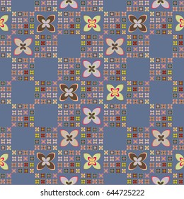 New simple abstract geometric seamless pattern with flower for background. Geometric backdrop with flower silhouette.