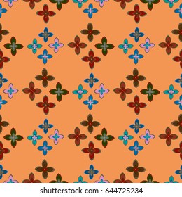 New simple abstract geometric seamless pattern with flower for background. Geometric backdrop with flower silhouette.