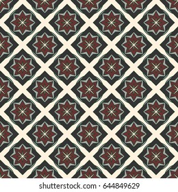 New simple abstract geometric seamless pattern with flower for background. Geometric backdrop with flower silhouette.