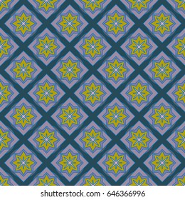 New simple abstract geometric seamless pattern with flower for background. Geometric backdrop with flower silhouette.