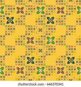 New simple abstract geometric seamless pattern with flower for background. Geometric backdrop with flower silhouette.
