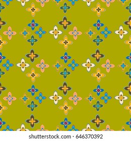 New simple abstract geometric seamless pattern with flower for background. Geometric backdrop with flower silhouette.