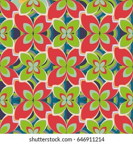 New simple abstract geometric seamless pattern with flower for background. Geometric backdrop with flower silhouette.