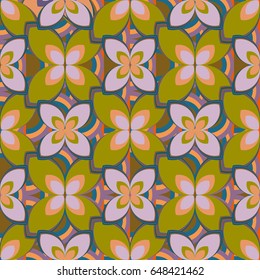 New simple abstract geometric seamless pattern with flower for background. Geometric backdrop with flower silhouette.