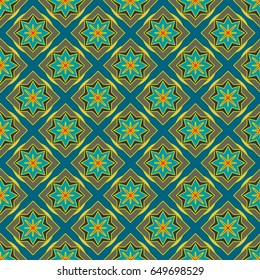 New simple abstract geometric seamless pattern with flower for background. Geometric backdrop with flower silhouette.