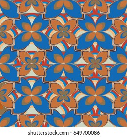 New simple abstract geometric seamless pattern with flower for background. Geometric backdrop with flower silhouette.