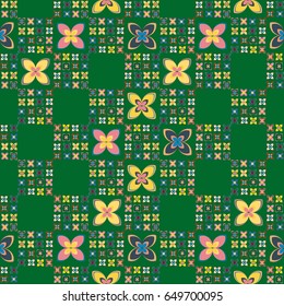 New simple abstract geometric seamless pattern with flower for background. Geometric backdrop with flower silhouette.