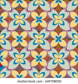 New simple abstract geometric seamless pattern with flower for background. Geometric backdrop with flower silhouette.