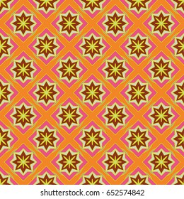 New simple abstract geometric seamless pattern with flowers for background. Geometric backdrop with flower silhouette.
