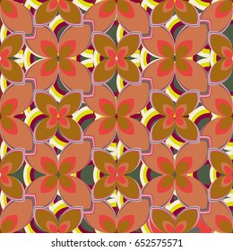 New simple abstract geometric seamless pattern with flowers for background. Geometric backdrop with flower silhouette.