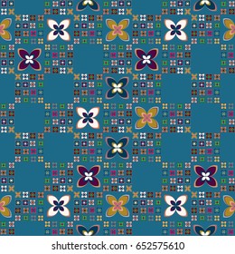 New simple abstract geometric seamless pattern with flower for background. Geometric backdrop with flower silhouette.