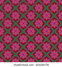 New simple abstract geometric seamless pattern with flower for background. Geometric backdrop with flower silhouette.