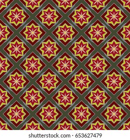 New simple abstract geometric seamless pattern with flower for background. Geometric backdrop with flower silhouette.