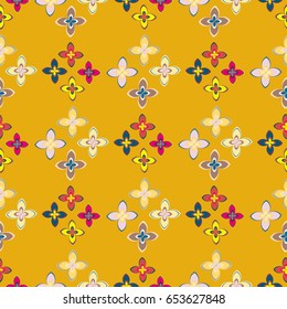 New simple abstract geometric seamless pattern with flower for background. Geometric backdrop with flower silhouette.