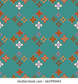 New simple abstract geometric seamless pattern with flower for background. Geometric backdrop with flower silhouette.