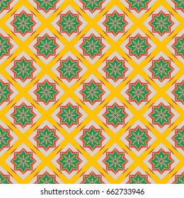New simple abstract geometric seamless pattern with flower for background. Geometric backdrop with flower silhouette.