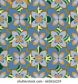 New simple abstract geometric seamless pattern with flower for background. Geometric backdrop with flower silhouette.