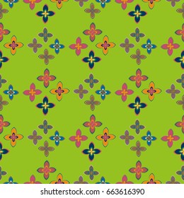 New simple abstract geometric seamless pattern with flower for background. Geometric backdrop with flower silhouette.