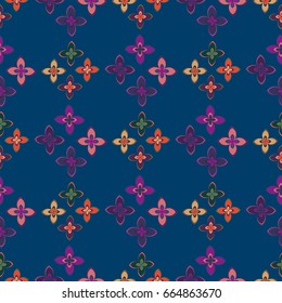 New simple abstract geometric seamless pattern with flower for background. Geometric backdrop with flower silhouette.