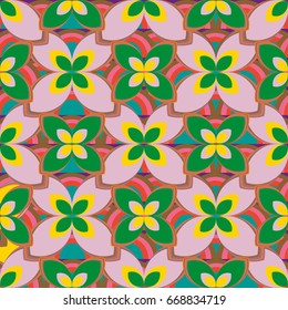 New simple abstract geometric seamless pattern with flower for background. Geometric backdrop with flower silhouette.