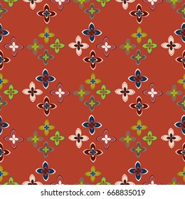 New simple abstract geometric seamless pattern with flower for background. Geometric backdrop with flower silhouette.