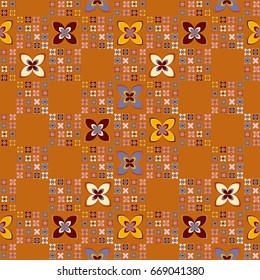 New simple abstract geometric seamless pattern with flower for background. Geometric backdrop with flower silhouette.