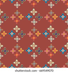 New simple abstract geometric seamless pattern with flower for background. Geometric backdrop with flower silhouette.