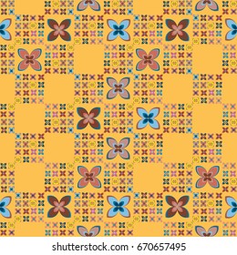 New simple abstract geometric seamless pattern with flower for background. Geometric backdrop with flower silhouette.