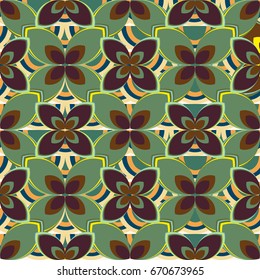 New simple abstract geometric seamless pattern with flower for background. Geometric backdrop with flower silhouette.