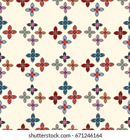 New simple abstract geometric seamless pattern with flower for background. Geometric backdrop with flower silhouette.