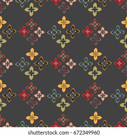 New simple abstract geometric seamless pattern with flower for background. Geometric backdrop with flower silhouette.