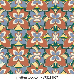 New simple abstract geometric seamless pattern with flower for background. Geometric backdrop with flower silhouette.