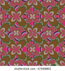 New simple abstract geometric seamless pattern with flower for background. Geometric backdrop with flower silhouette.