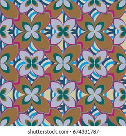 New simple abstract geometric seamless pattern with flower for background. Geometric backdrop with flower silhouette.