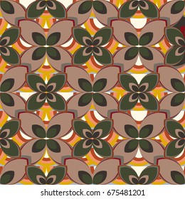 New simple abstract geometric seamless pattern with flower for background. Geometric backdrop with flower silhouette.