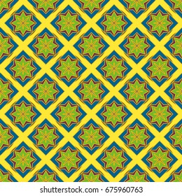 New simple abstract geometric seamless pattern with flower for background. Geometric backdrop with flower silhouette.