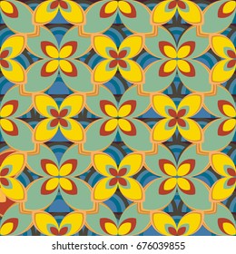 New simple abstract geometric seamless pattern with flower for background. Geometric backdrop with flower silhouette.