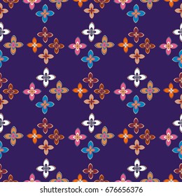 New simple abstract geometric seamless pattern with flower for background. Geometric backdrop with flower silhouette.