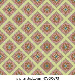 New simple abstract geometric seamless pattern with flower for background. Geometric backdrop with flower silhouette.