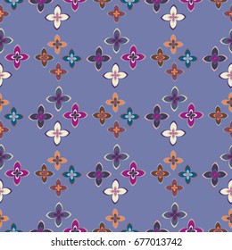 New simple abstract geometric seamless pattern with flower for background. Geometric backdrop with flower silhouette.