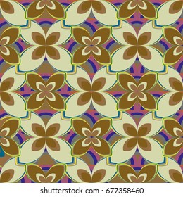 New simple abstract geometric seamless pattern with flower for background. Geometric backdrop with flower silhouette.