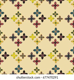 New simple abstract geometric seamless pattern with flower for background. Geometric backdrop with flower silhouette.