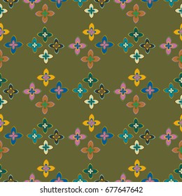 New simple abstract geometric seamless pattern with flower for background. Geometric backdrop with flower silhouette.