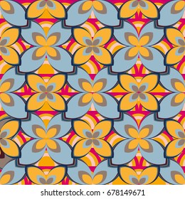 New simple abstract geometric seamless pattern with flower for background. Geometric backdrop with flower silhouette.