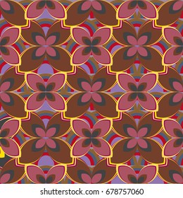 New simple abstract geometric seamless pattern with flower for background. Geometric backdrop with flower silhouette.