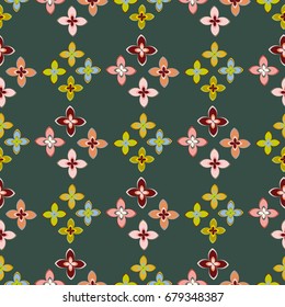 New simple abstract geometric seamless pattern with flower for background. Geometric backdrop with flower silhouette.
